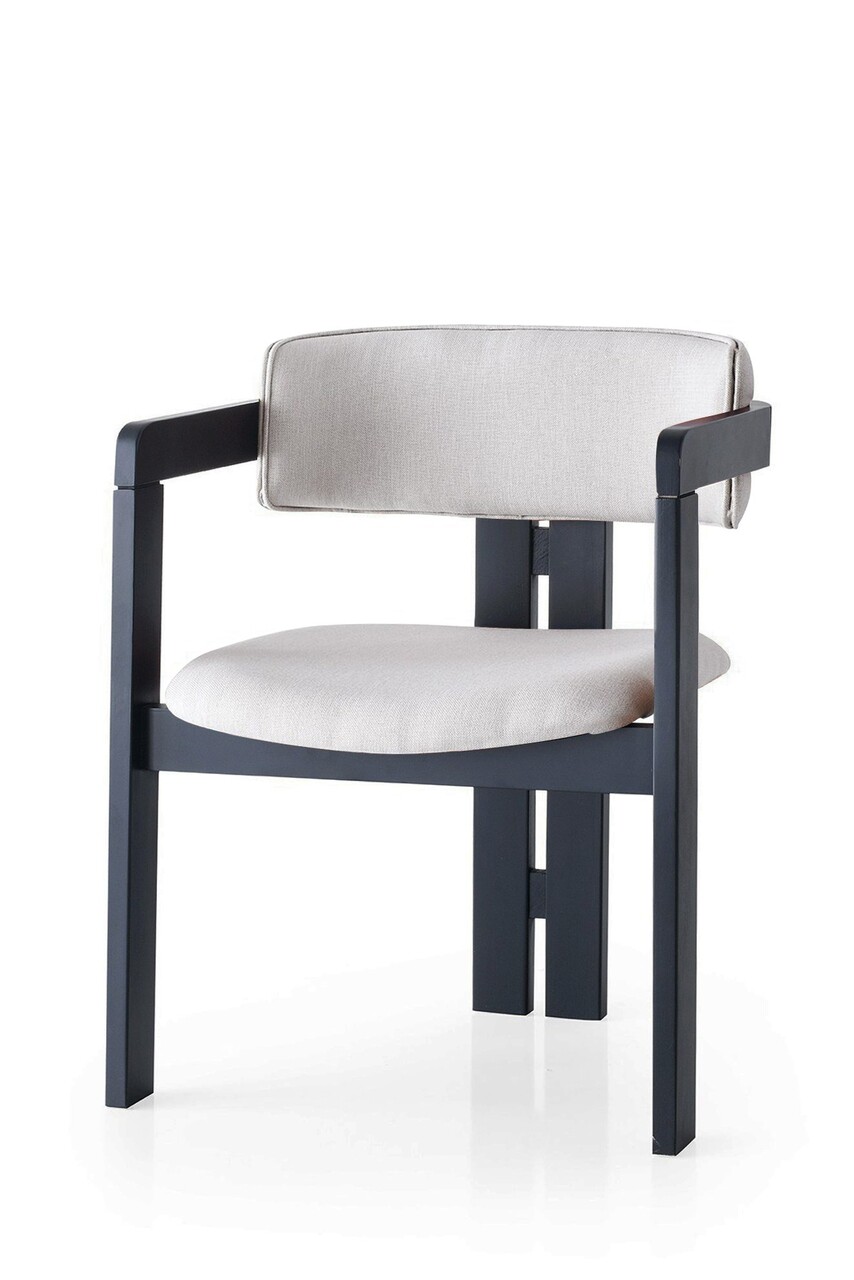 Scaun, Hanah Home, CO-045, Crem/Negru - imagine 5